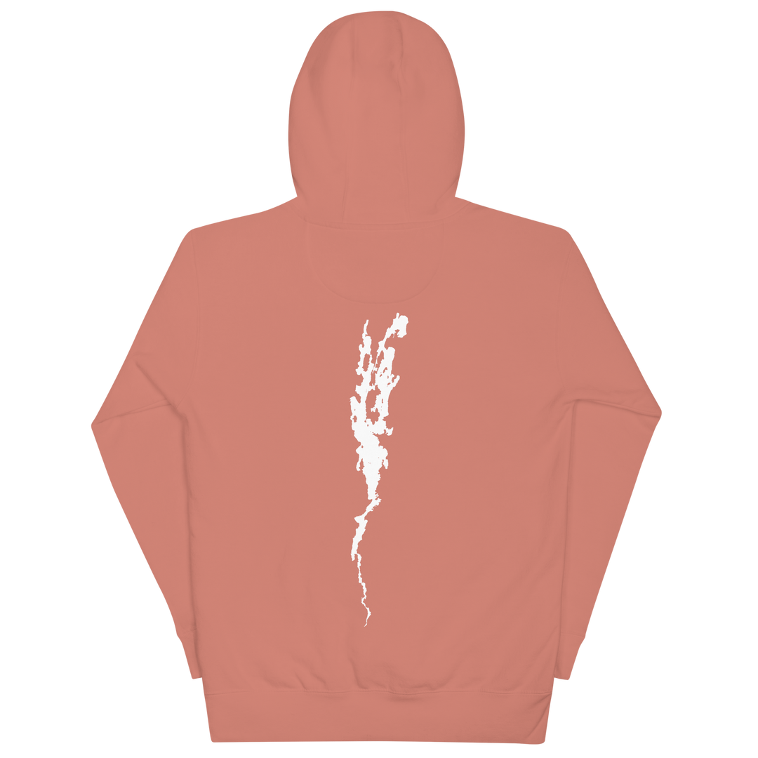 Black unisex hoodie featuring Port Henry on Lake Champlain design by Bridgeview Harbour Marina, with a comfortable fit and casual style.