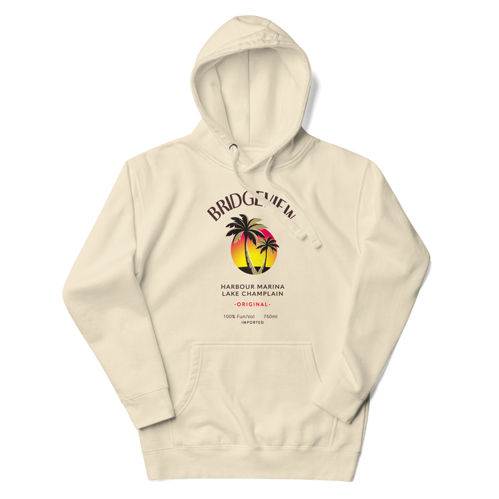 Bridgeview Harbour Marina Caribbean Fun Hoodie in carbon grey, casual apparel with vibrant nautical-themed design.