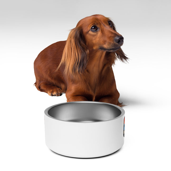 Bridgeview Harbour Marina pet bowl, blue ceramic dish with a nautical design, suitable for feeding cats or dogs.