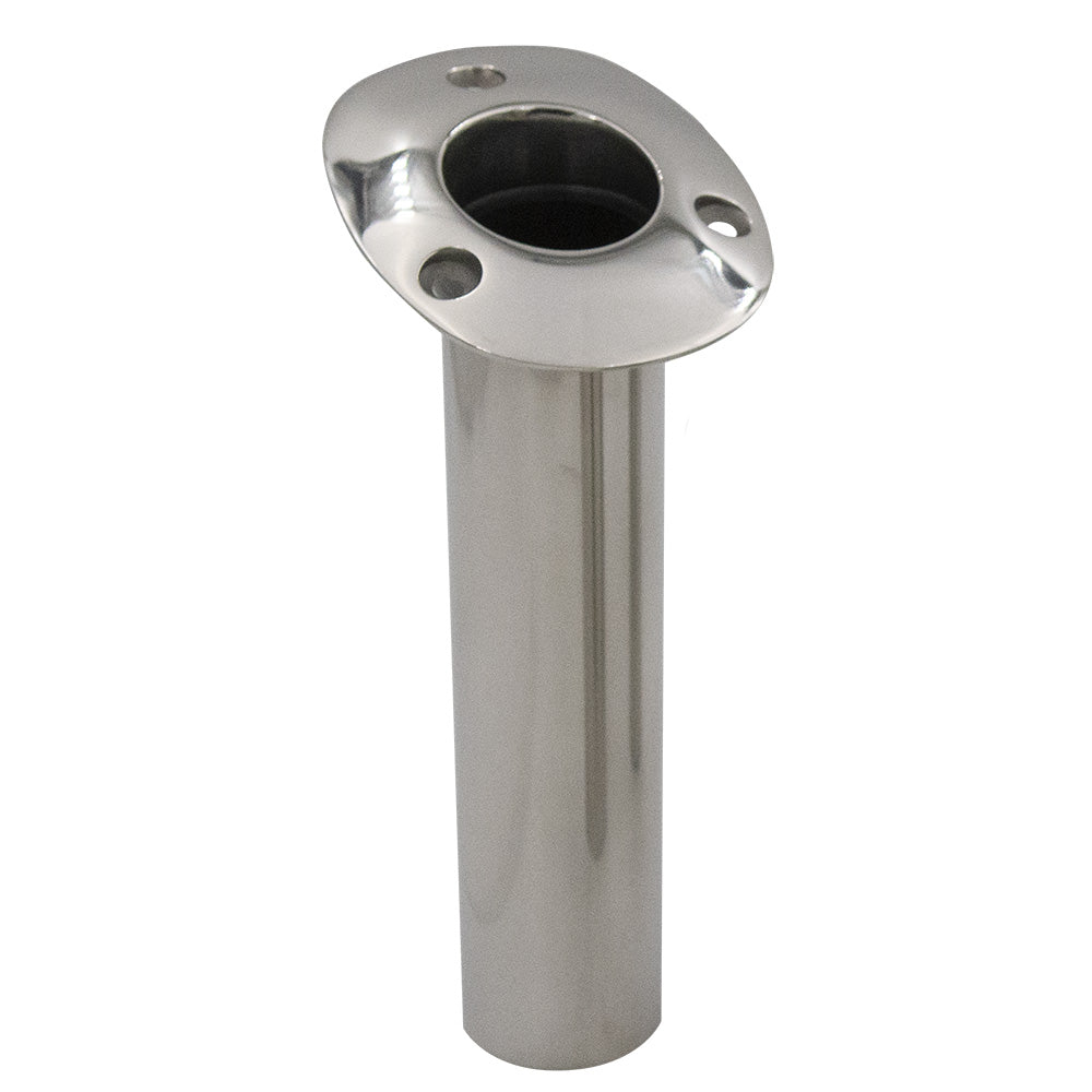 C.E. Smith 70 Series stainless steel flush mount rod holder with 15-degree tilt, gimbal bar bottom, black liner for boat fishing