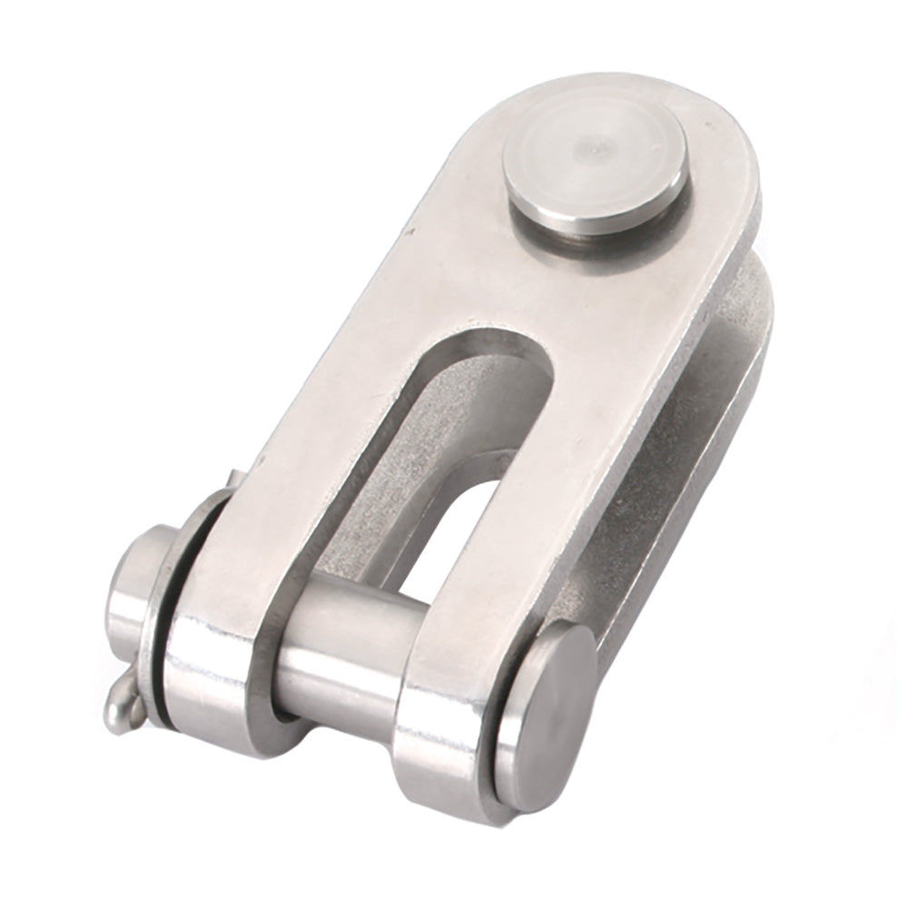 C. Sherman Johnson double jaw rigging toggle with 5/16 inch pin for rigging and lifting applications, featuring durable metal construction.