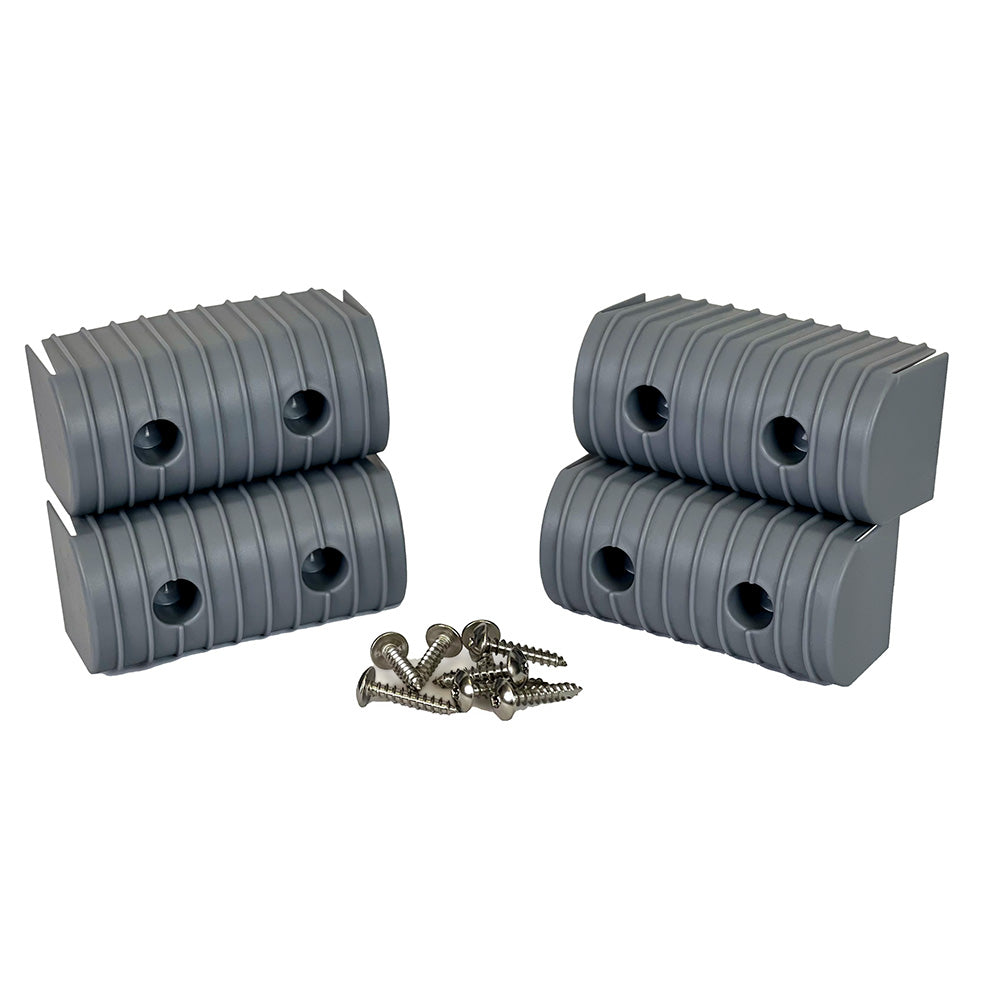 Caliber BunkWrap End Cap 2x4" Grey Accessory Kit with stainless steel hardware, including rollers and brackets, 4-pack.