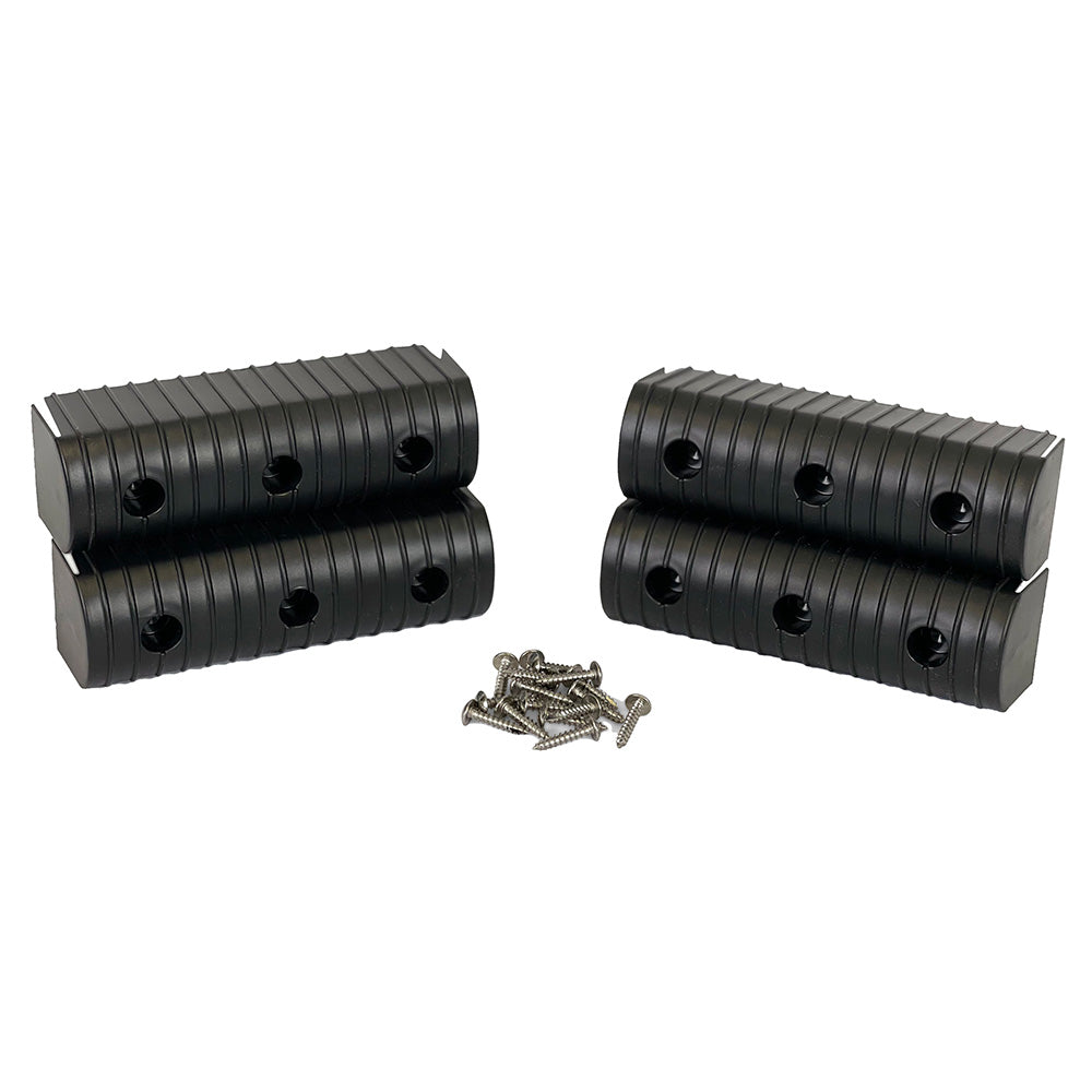Caliber BunkWrap End Cap 2x6-inch black roller bracket kit with stainless steel hardware, 4-pack for bunk bed framing.