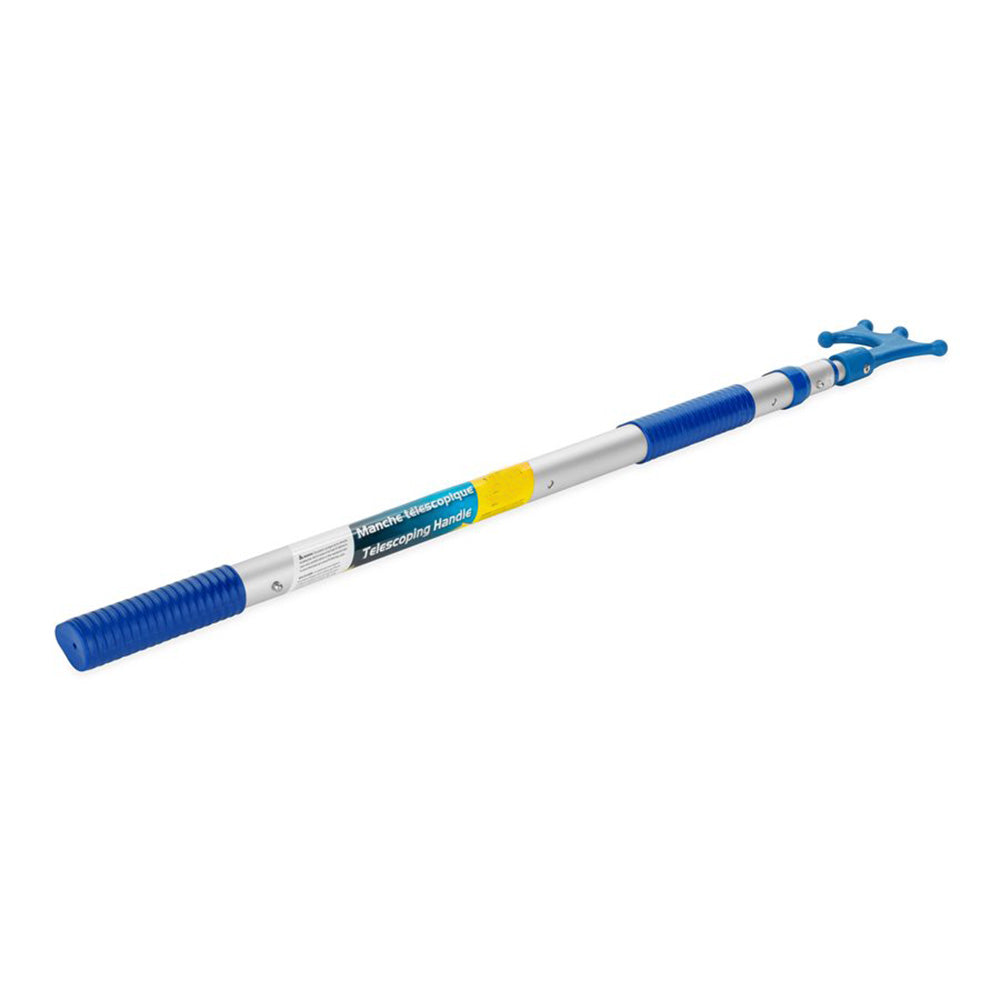 Camco telescoping cleaning handle with boat hook, extendable from 5 to 9 feet, for versatile cleaning and boat maintenance tasks.