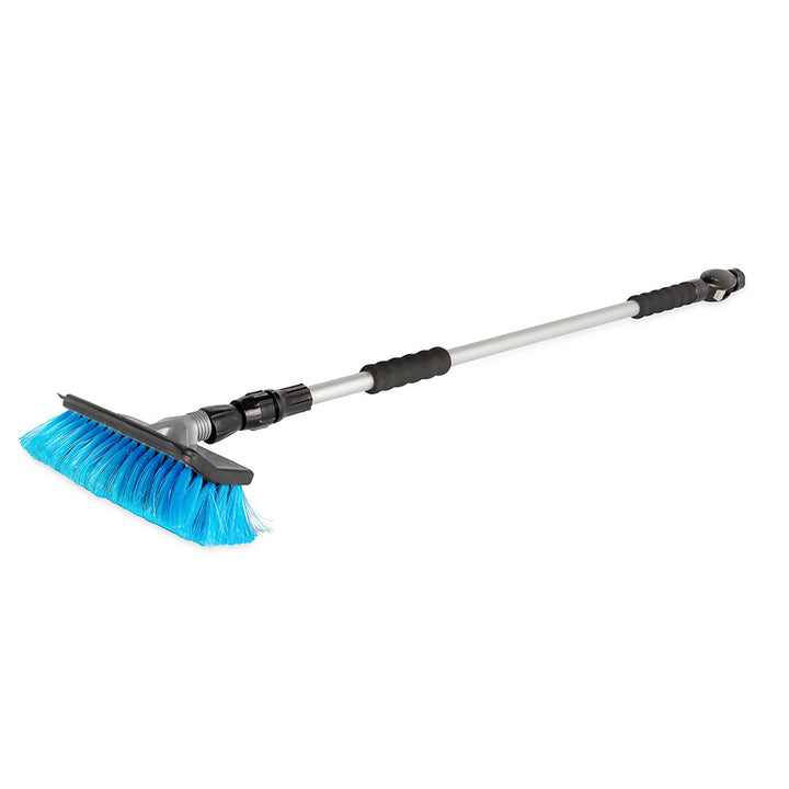 Camco RV wash brush with adjustable handle for cleaning RV exteriors, featuring durable bristles and ergonomic grip.