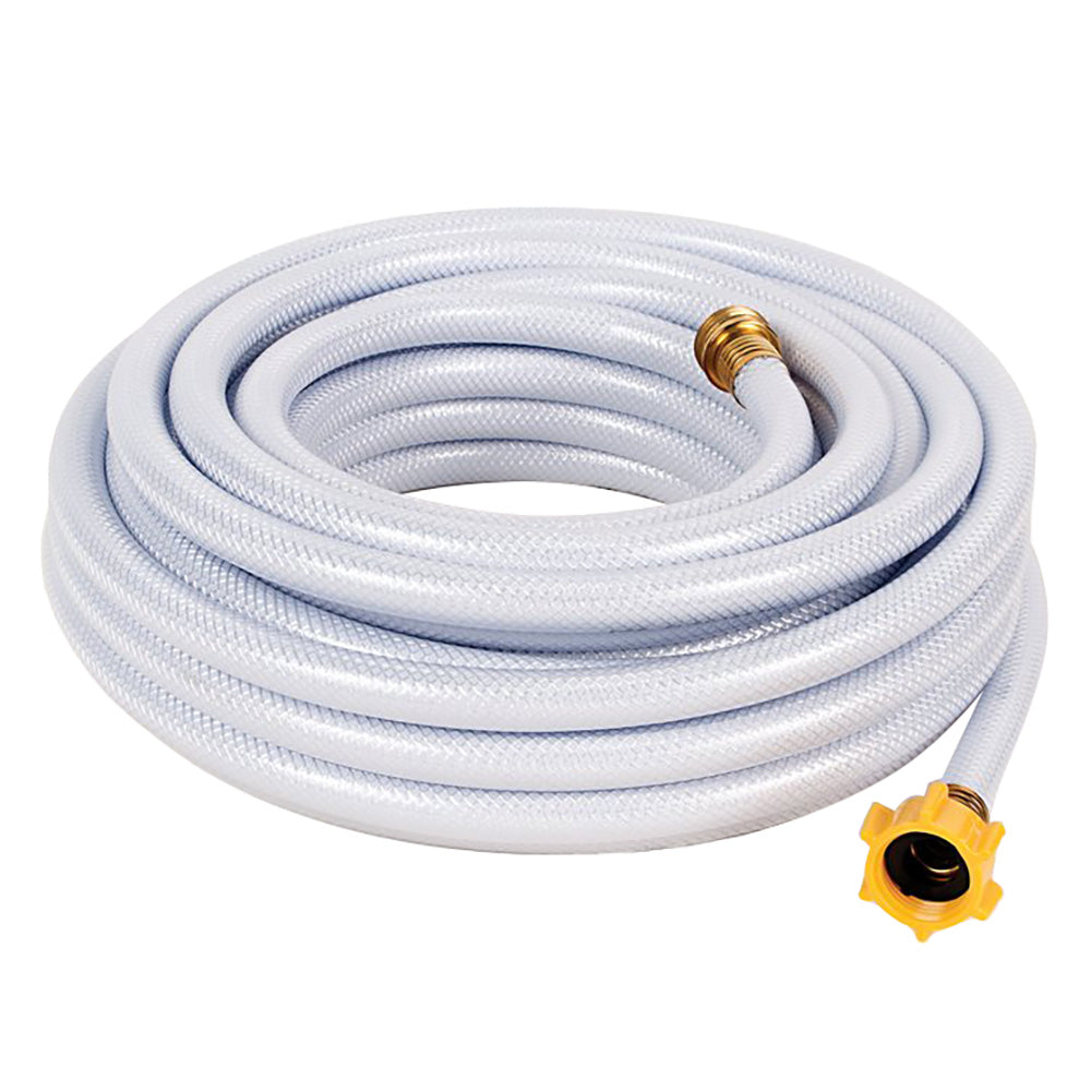 Camco TastePURE 25-foot drinking water hose with durable construction and flexible design for safe water transfer.