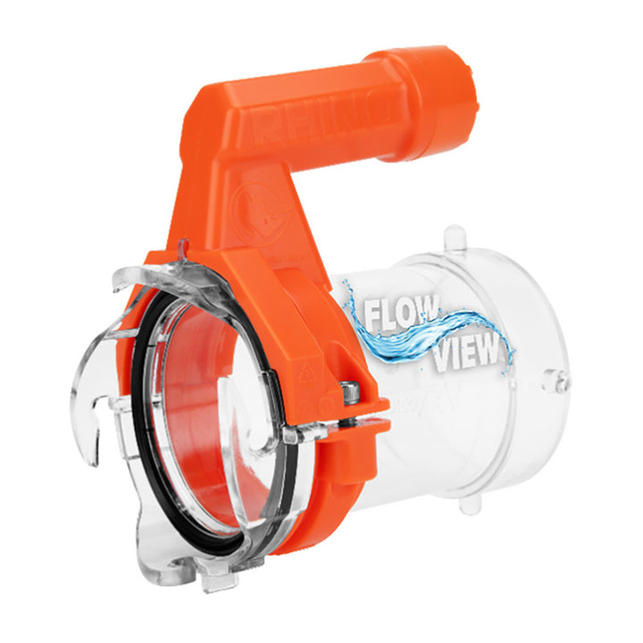 Camco Rhino RV Sewer Hose Extender PRO with torque-grip handle and built-in LED flashlight, designed for sanitation and sewer connections.