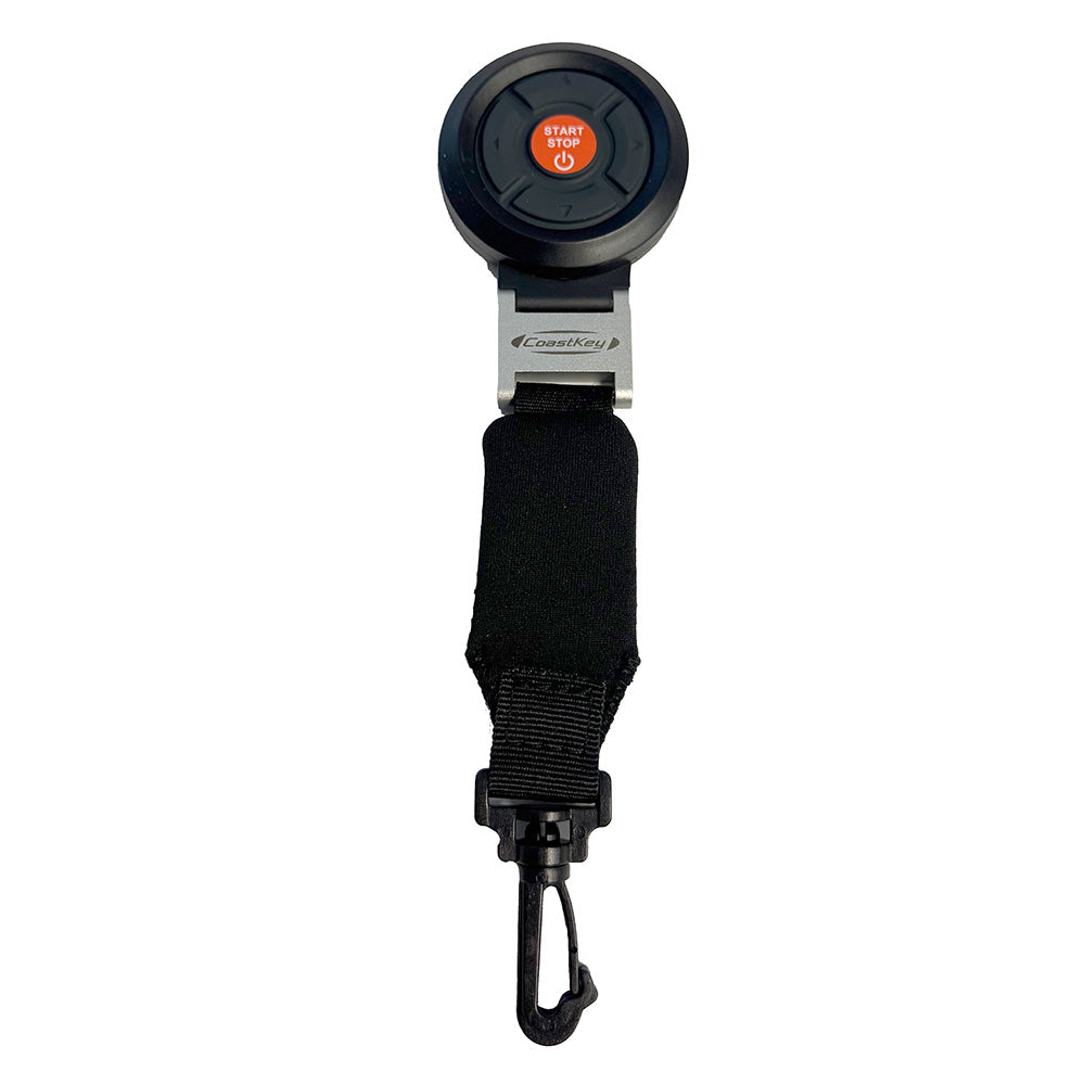 CoastKey 5-button FOB remote start and man overboard device with tilt and two additional functions, designed for safety and security.