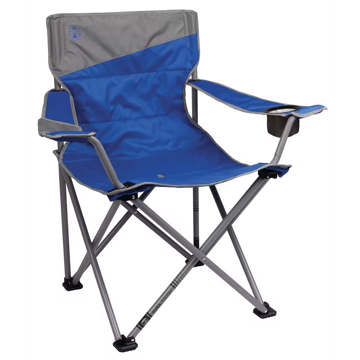 Blue Coleman Big Tall Quad Camping Chair with sturdy frame and padded armrests, ideal for outdoor camping and outdoor seating.