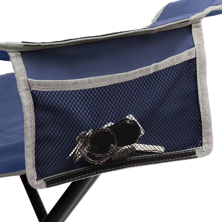 Coleman Big Tall Quad Camping Chair in Skyfall Blue, featuring a sturdy frame and comfortable seating for outdoor camping.