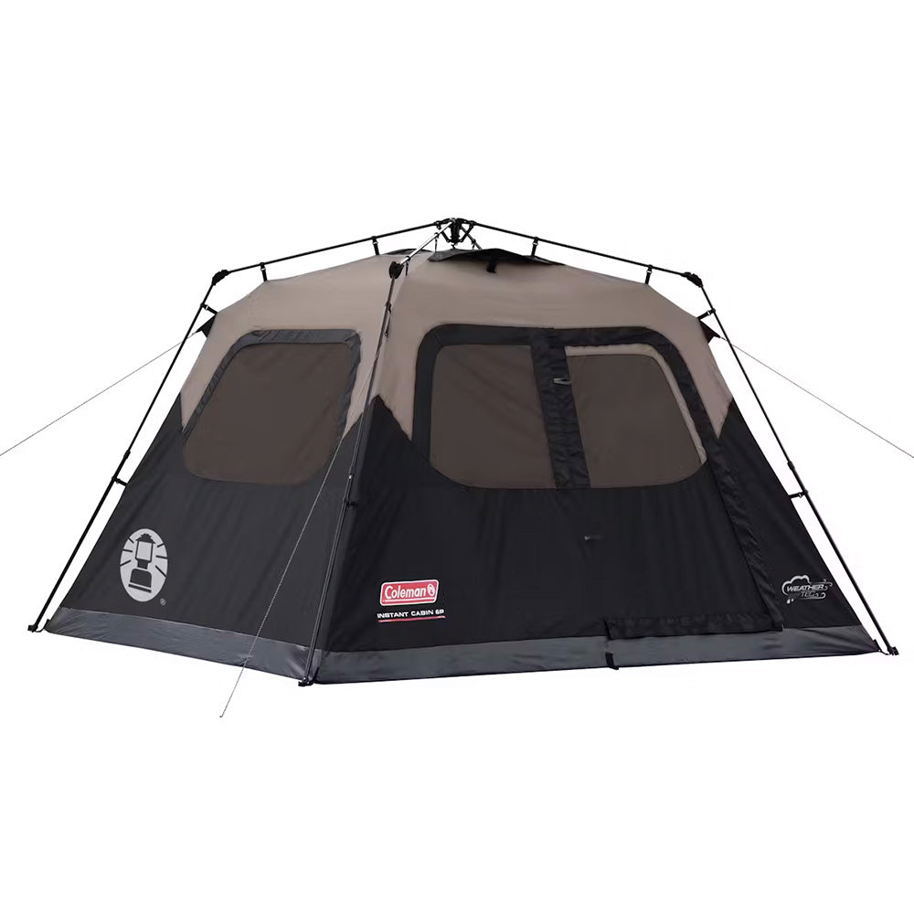 Coleman 6-Person Instant Cabin Tent in black with easy setup and durable fabric, suitable for family camping adventures.