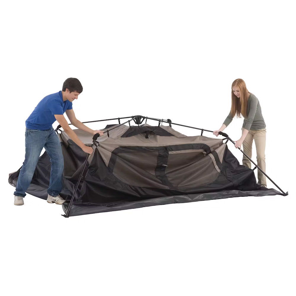 Coleman 6-Person Instant Cabin Tent in black, showcasing its durable fabric and spacious design for outdoor camping.