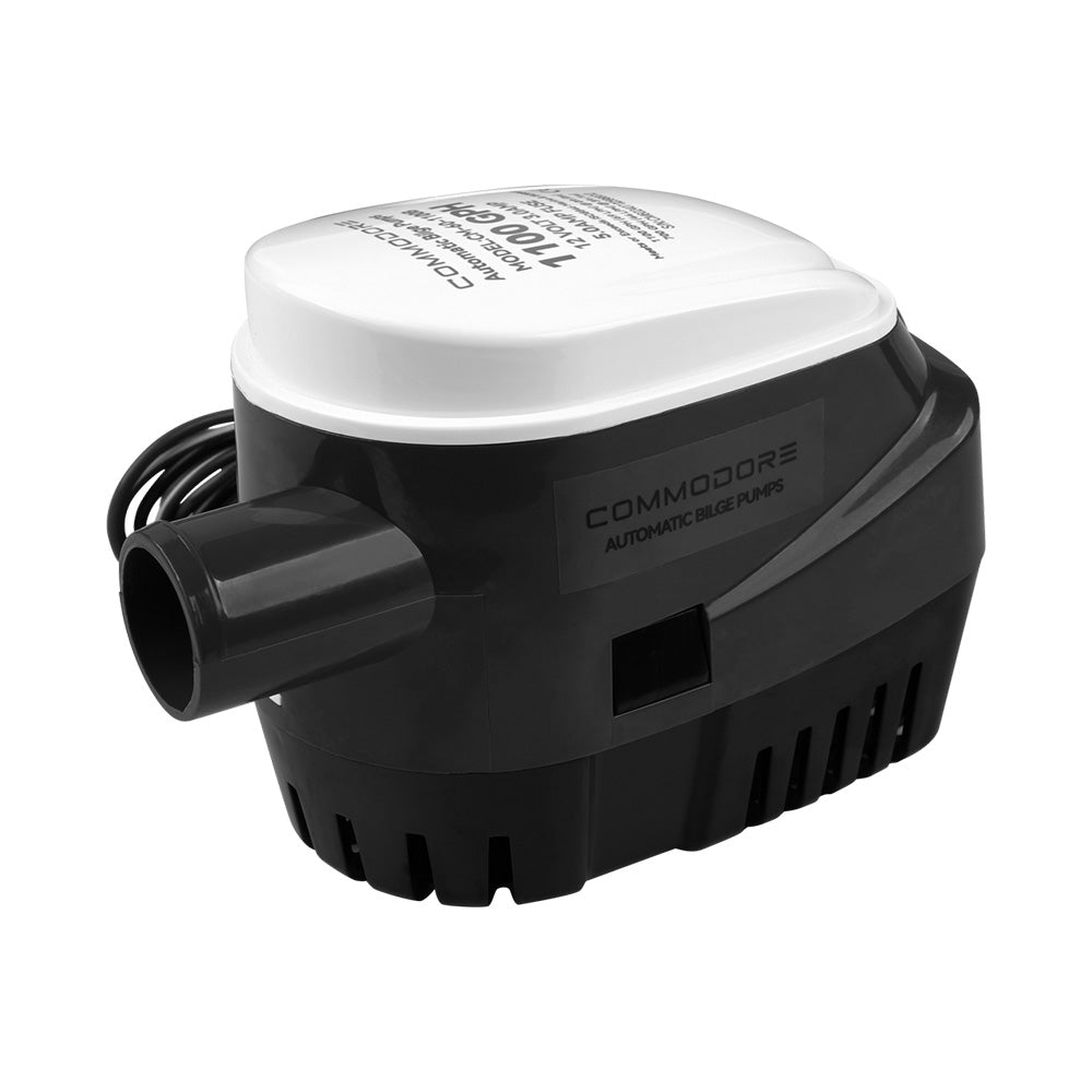 Commodore 1100 GPH 60 Series automatic 12V bilge pump for boats, with durable construction and reliable performance.