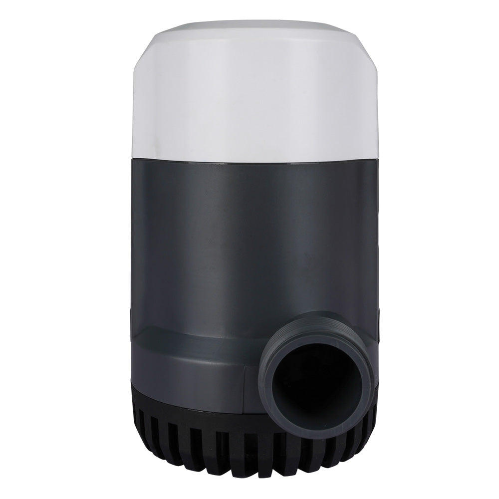 Commodore 2000 GPH 12V non-automatic bilge pump for boat bilge drainage, compact and durable marine equipment.