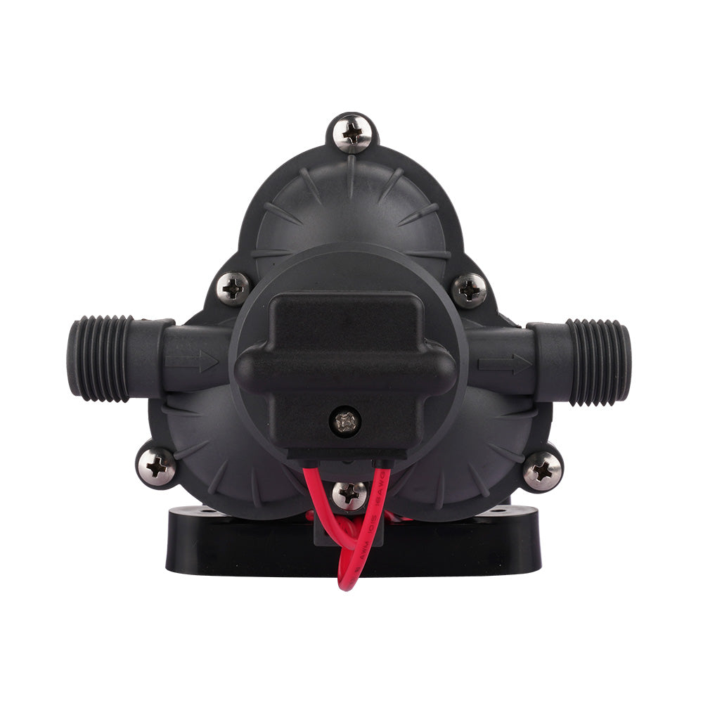 Commodore 3.0 GPM 12V washdown pressure water pump showing compact industrial design with inlet and outlet ports