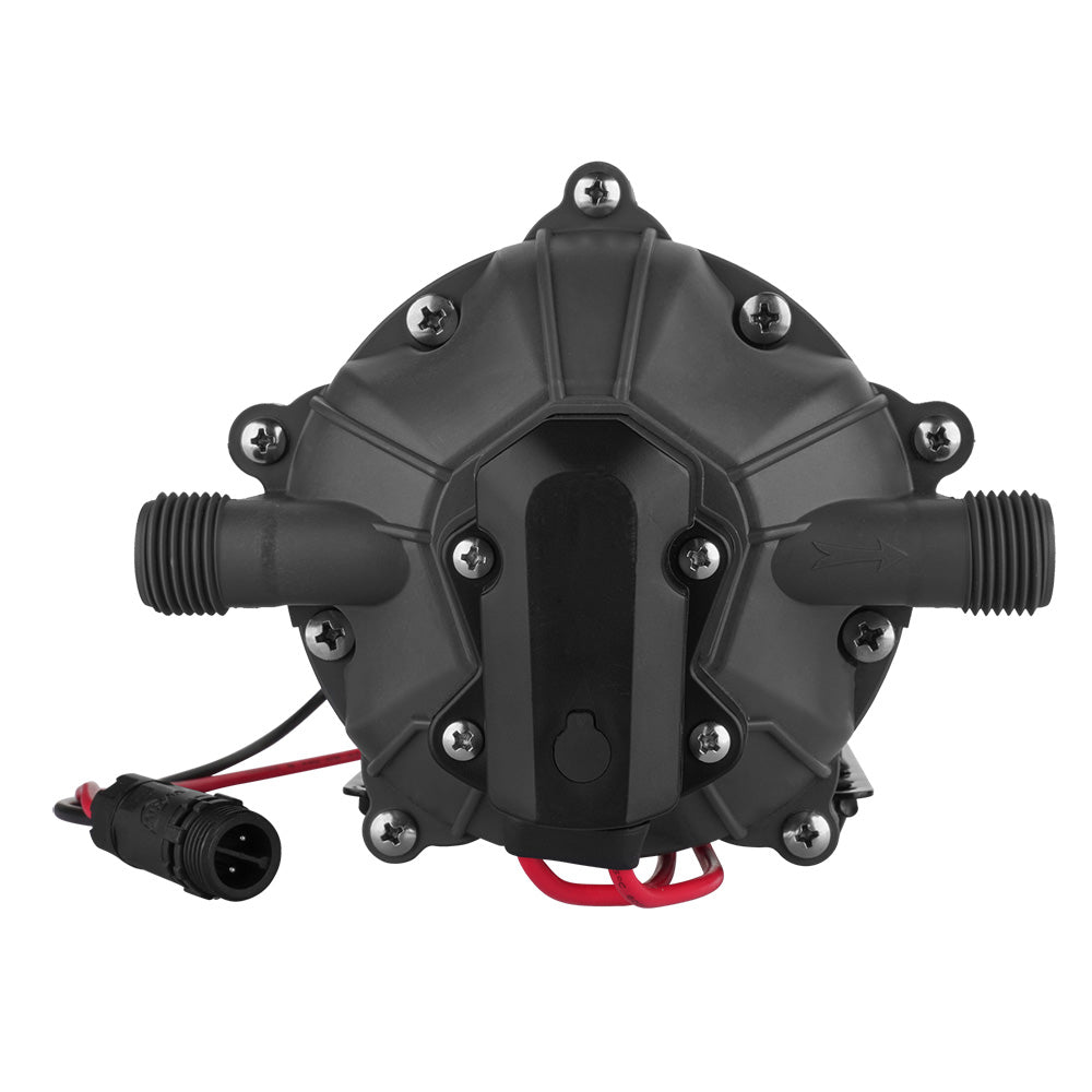 Commodore 5.5 GPM 12V washdown water pump with pressure capabilities, black and silver pump unit for marine or RV use