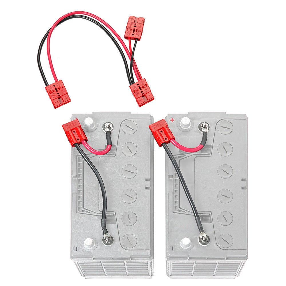 Connect-Ease 12V parallel battery connection system accessory showing wiring and connectors for vehicle or solar power setups.