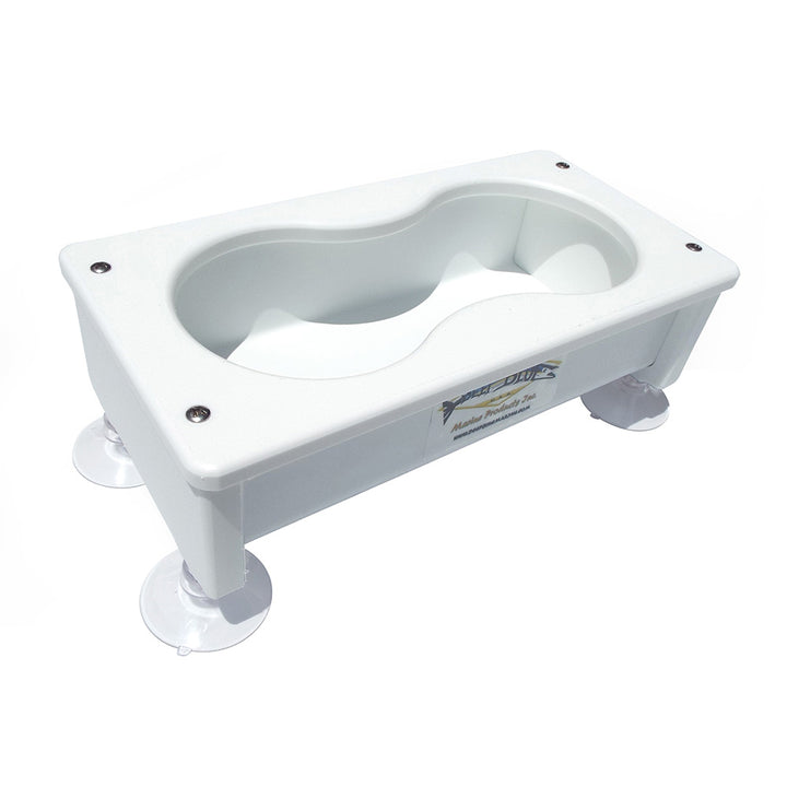 Deep Blue Marine double cup holder and storage box for fishing accessories, made of durable material, suitable for boats.