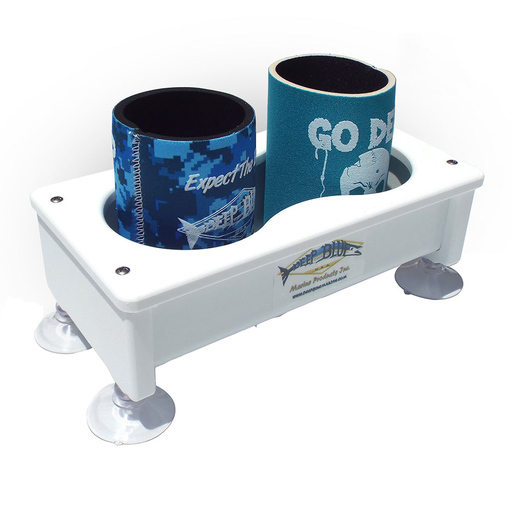 Deep Blue Marine fishing accessories double cup holder and storage box designed for boat use, with durable construction and organized compartments.