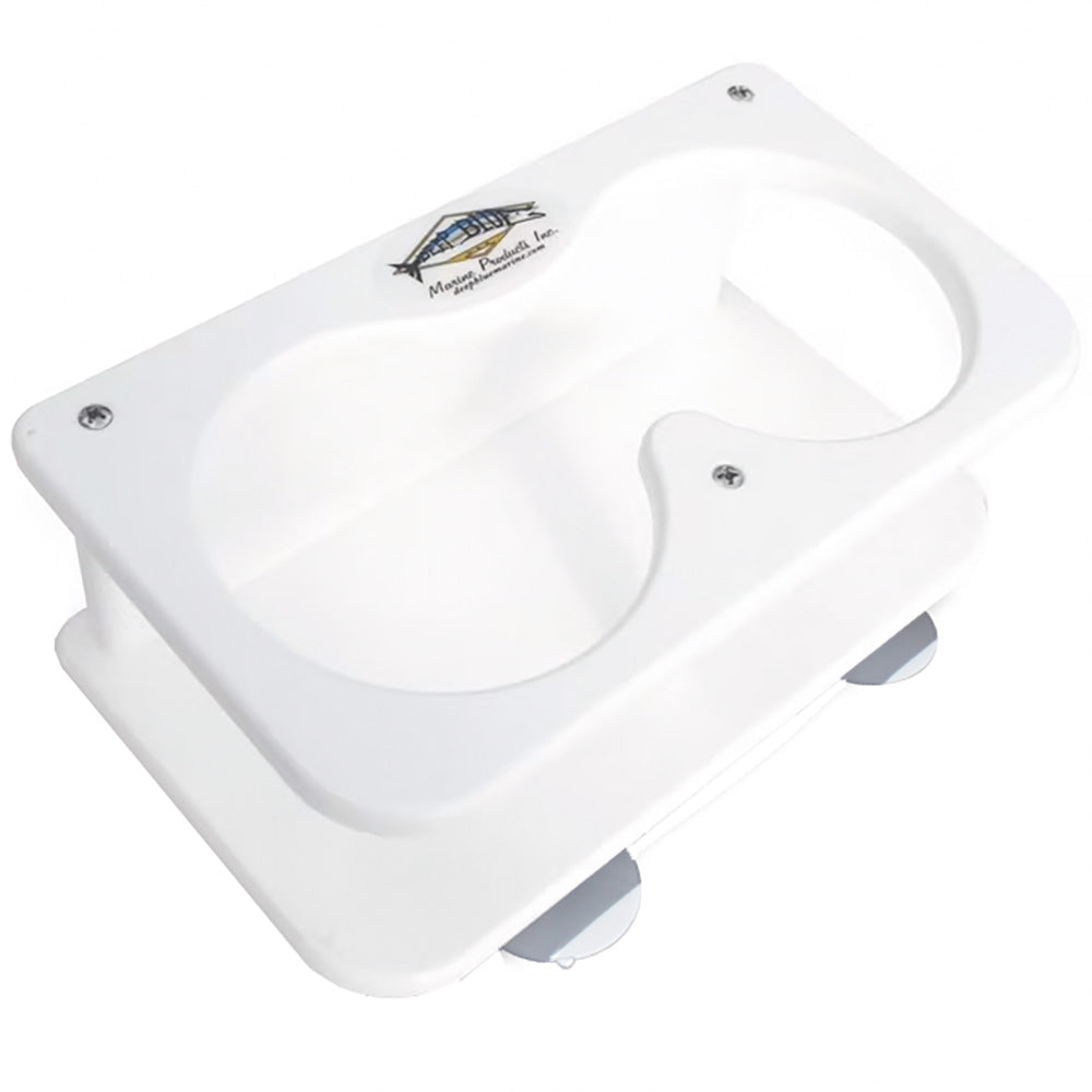 Deep Blue Marine double drink holder with suction cups, fishing accessory for holding beverages securely on boats.