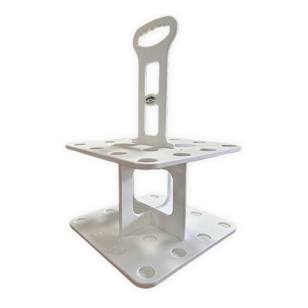 Deep Blue Marine polymer fishing rod rack with multiple slots for organized fishing accessories and gear storage