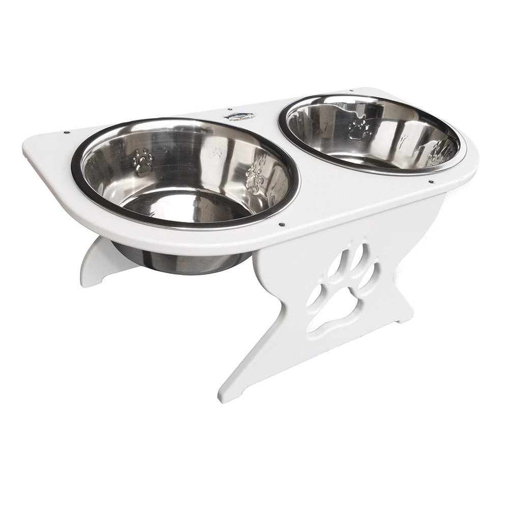 Deep Blue Marine Medium Starboard Dog Dish with Bowls, 8 inches tall, made of durable marine-grade material for pets.