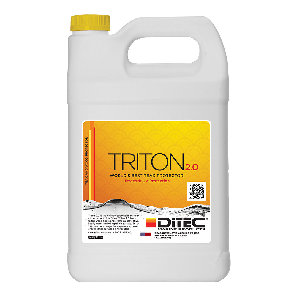 DiTEC Marine Products Triton 2.0 teak wood protectant in gallon container, designed for cleaning and protecting marine teak wood.