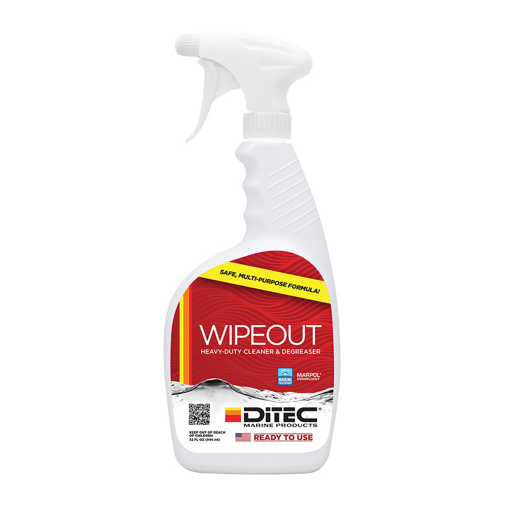 DiTEC Wipeout Multi-Surface Cleaner in a 32oz bottle, versatile cleaning product from DiTEC Marine Products for various surfaces.