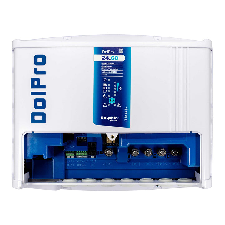 Dolphin Charger PRO Evo3 12V 90A battery charger with digital display and robust design for vehicle use.