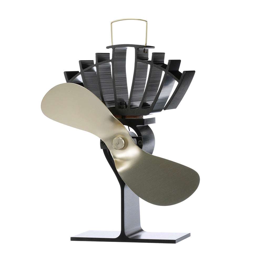 Ecofan by Caframo UltrAir 810CA heat-powered stove fan with gold blades, designed to improve heat circulation in wood stoves.