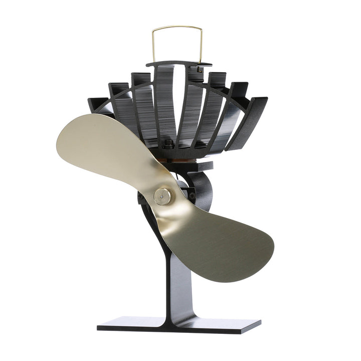 Ecofan by Caframo UltrAir 810CA heat-powered stove fan with gold blades, designed to improve heat circulation in wood stoves.
