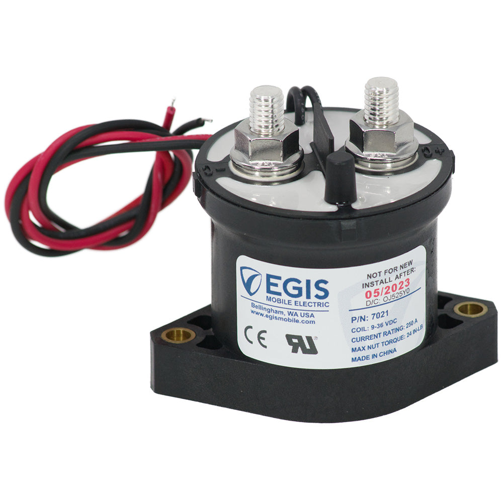 Egis Mobile Electric 250A contactor for 12/24V systems, automotive electrical accessory with durable industrial design