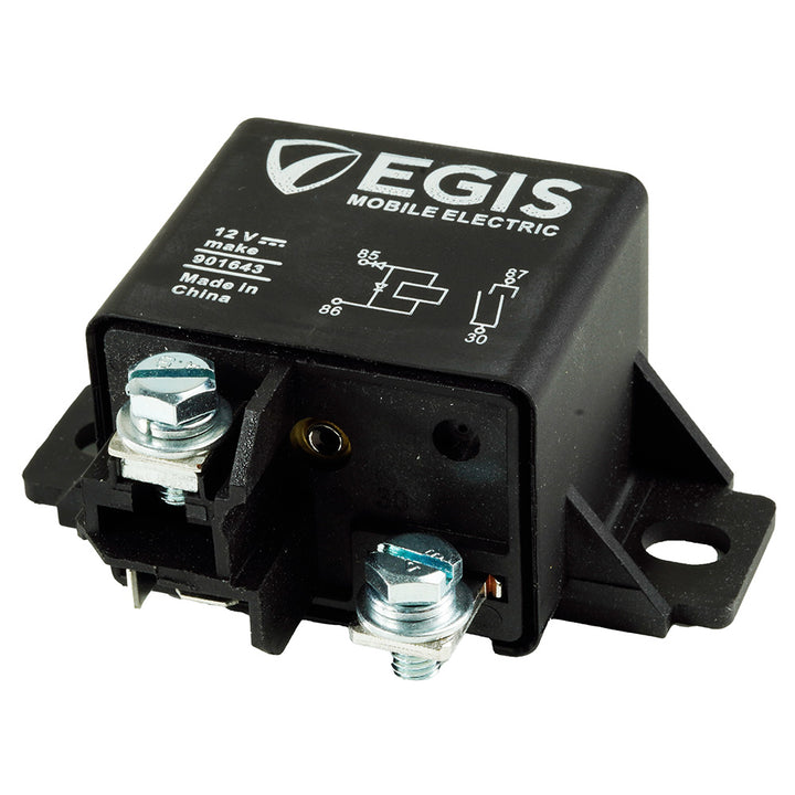 Egis Mobile Electric Relay 12V 75A with dual diode, automotive accessory used for switching electrical circuits.