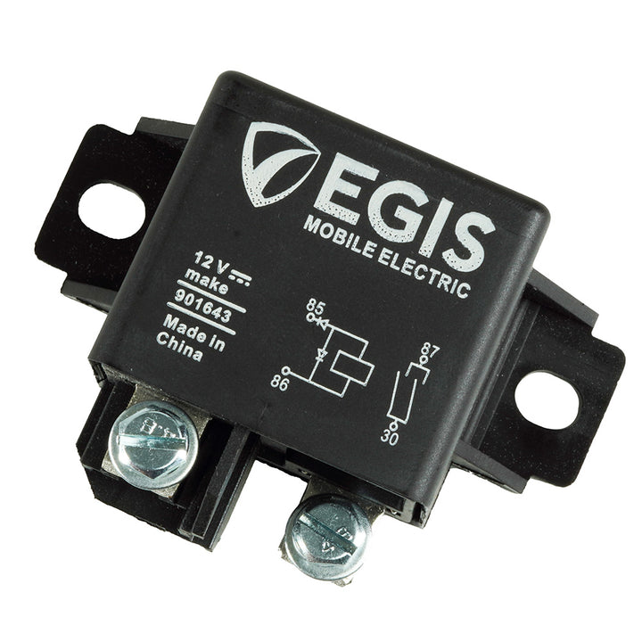 Egis Mobile Electric relay 12V 75A with dual diode, automotive accessory for vehicle electrical systems.