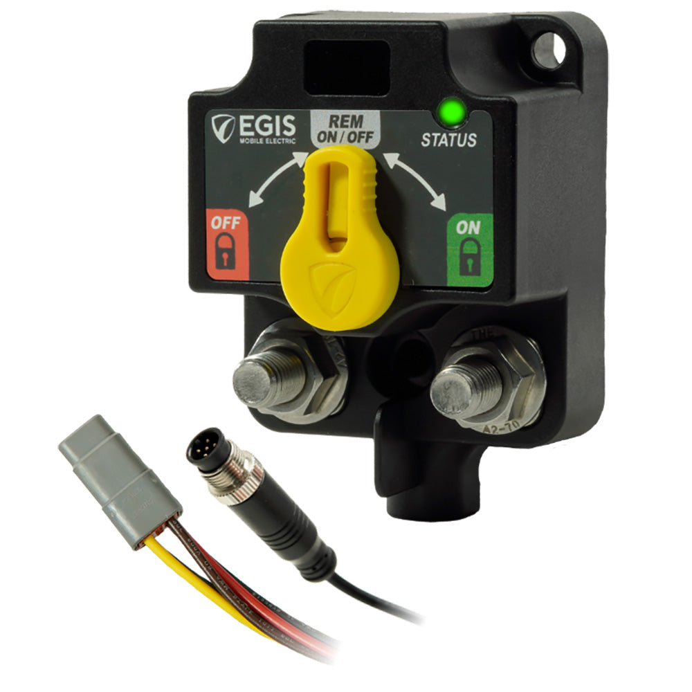 Egis Single XD NMEA 2000 relay with knobs, 4-position switch, used as marine accessories for electronic control.