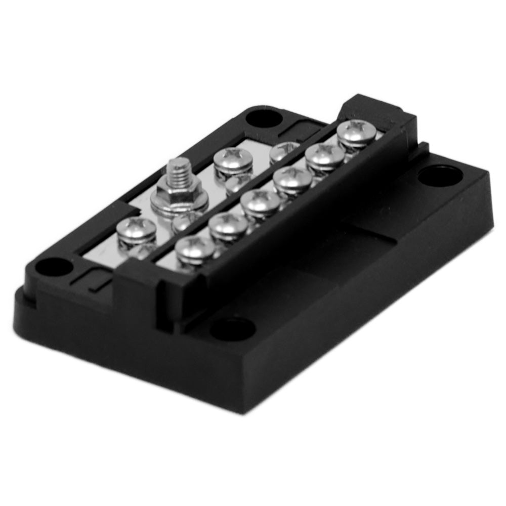 Egis RT Screw Terminal 12-Circuit Dual Lever Bus Bar for electrical connections, shown with silver screw terminals and blue insulation.