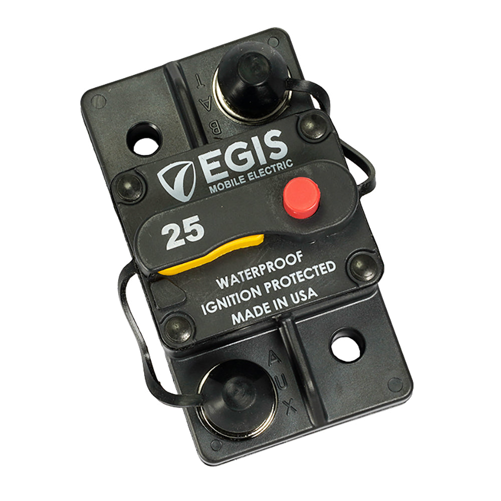 Egis 25A Surface Mount Circuit Breaker from the 285 Series, compact electrical breaker with switch and mounting features.