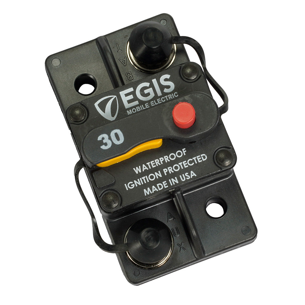 Egis 30A Surface Mount Circuit Breaker from the 285 Series, electrical safety device with toggle switch for electrical panels.