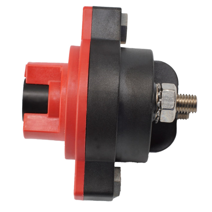 Egis Mobile Electric 50A panel mount mini circuit breaker with black casing and silver switch, used in electrical panels.