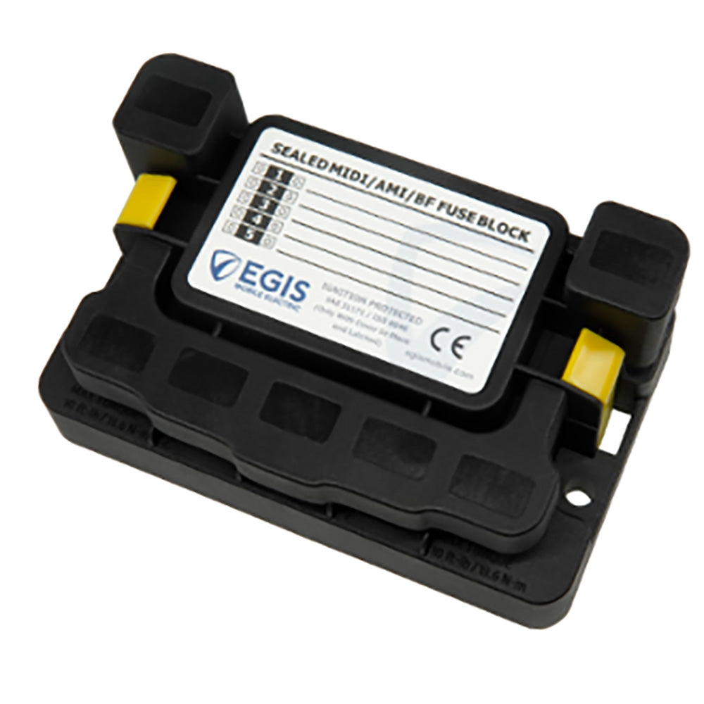 Egis Mobile Electric MIDI 5x Fuse Block with sealed cover, compact electrical fuse device for safe circuit protection