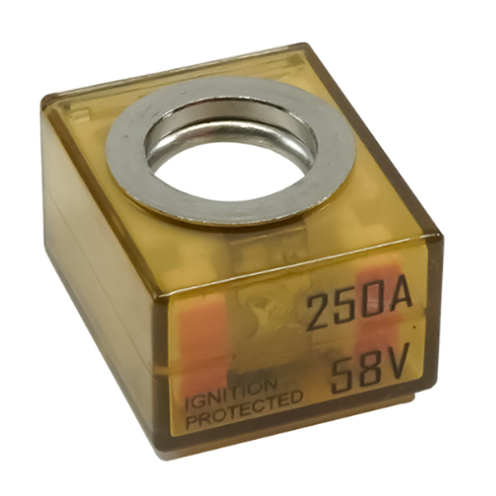 Egis MRBF Terminal Fuse 250 Amp in fuse block, suitable for electrical circuit protection, manufactured by Egis Mobile Electric