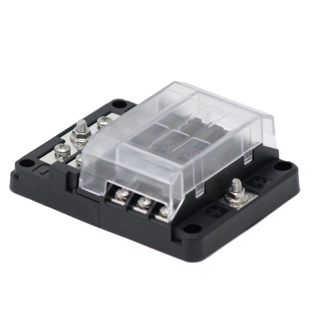 Egis Mobile Electric RT Fuse Block with 6 positions, ground connection, and LED indication for fuse protection.