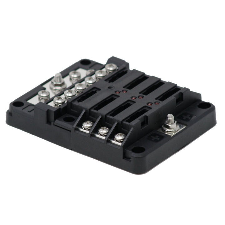 Egis RT Fuse Block with 6 positions, ground connection, and LED indication for electrical circuit protection.