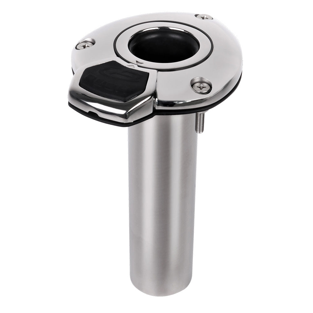 Exploding Fish EVO-360 flush mount rotating rod holder with 8.5-inch tube at zero degrees for secure fishing rod storage.
