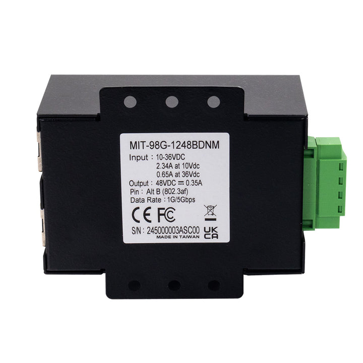 FLIR Systems PoE Injector 12-24V 5GB accessory for network devices, with power and data connection ports.