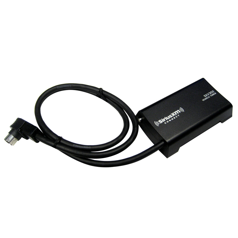 Fusion SXV300B SiriusXM satellite receiver, black device with front panel display and control buttons, designed for satellite radio.