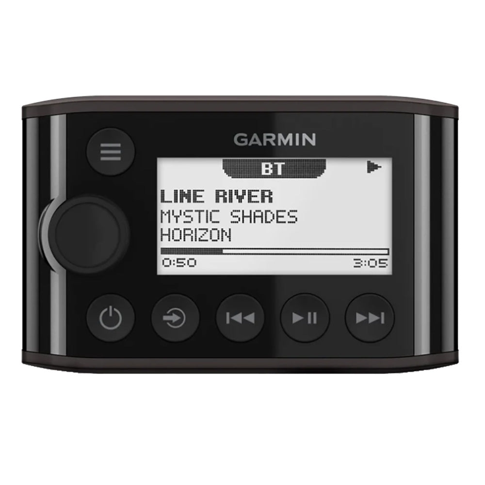 Fusion NRX300 NMEA 2000 wired remote stereo remote with control buttons on a sleek black panel
