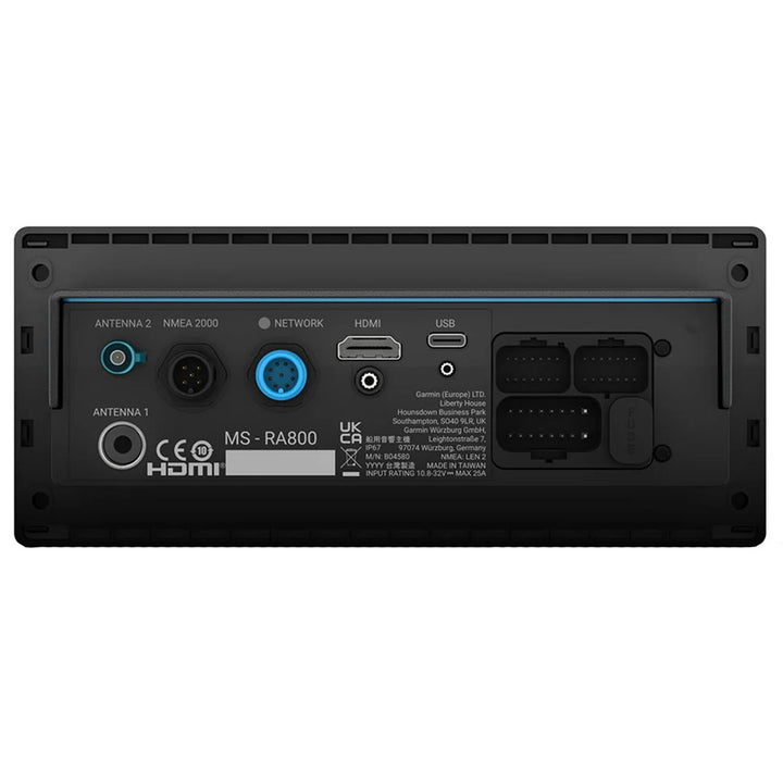 Fusion Apollo MS-RA800 marine stereo with digital display and control knobs, designed for boat audio systems.