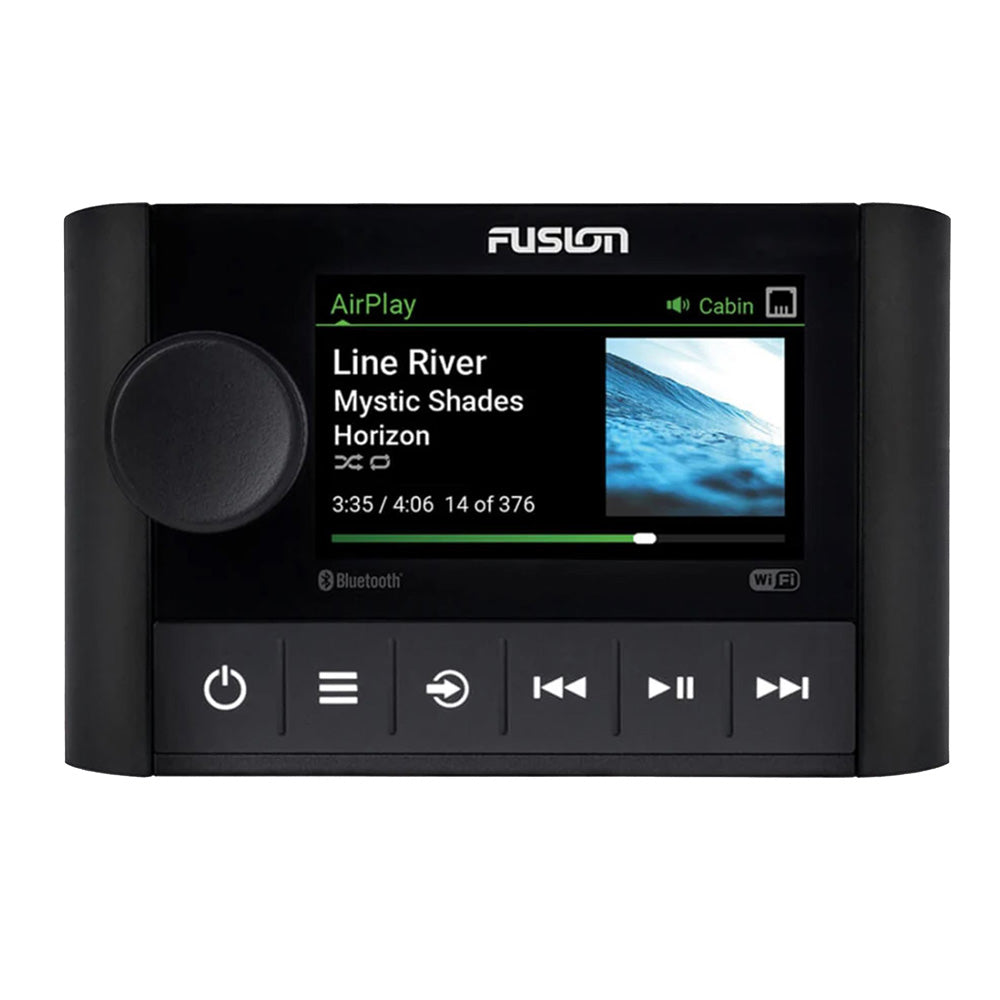 Fusion Apollo MS-SRX400 stereo with AM/FM, Bluetooth, single zone, and DSP for enhanced sound quality.