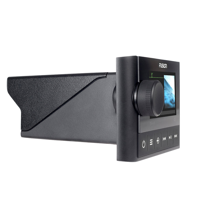 Fusion Apollo MS-SRX400 stereo with AM/FM radio, Bluetooth, single zone control, and DSP technology for high-quality sound.